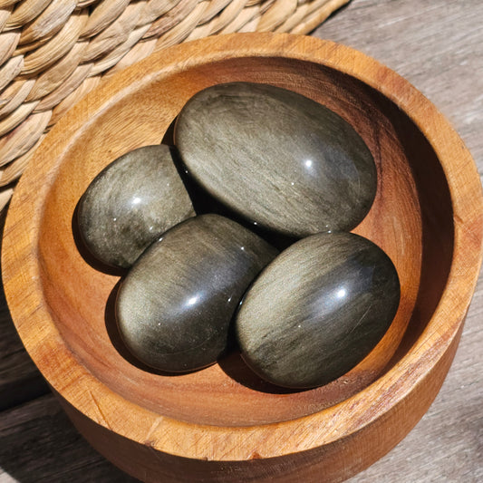 Gold Sheen Obsidian Palm Stones