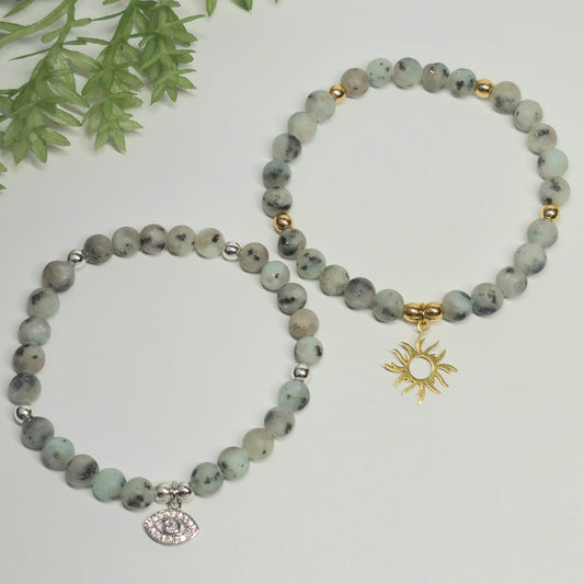 6mm Frost Kiwi Jasper Bracelet | Gold or Silver