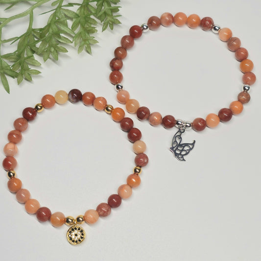 6mm Peach Aventurine Bracelet | Gold or Silver