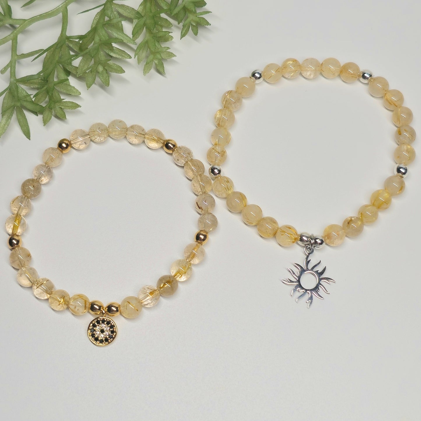 6mm Gold Rutile Quartz Bracelet | Gold or Silver