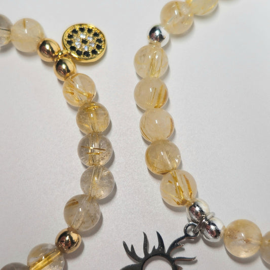 6mm Gold Rutile Quartz Bracelet | Gold or Silver