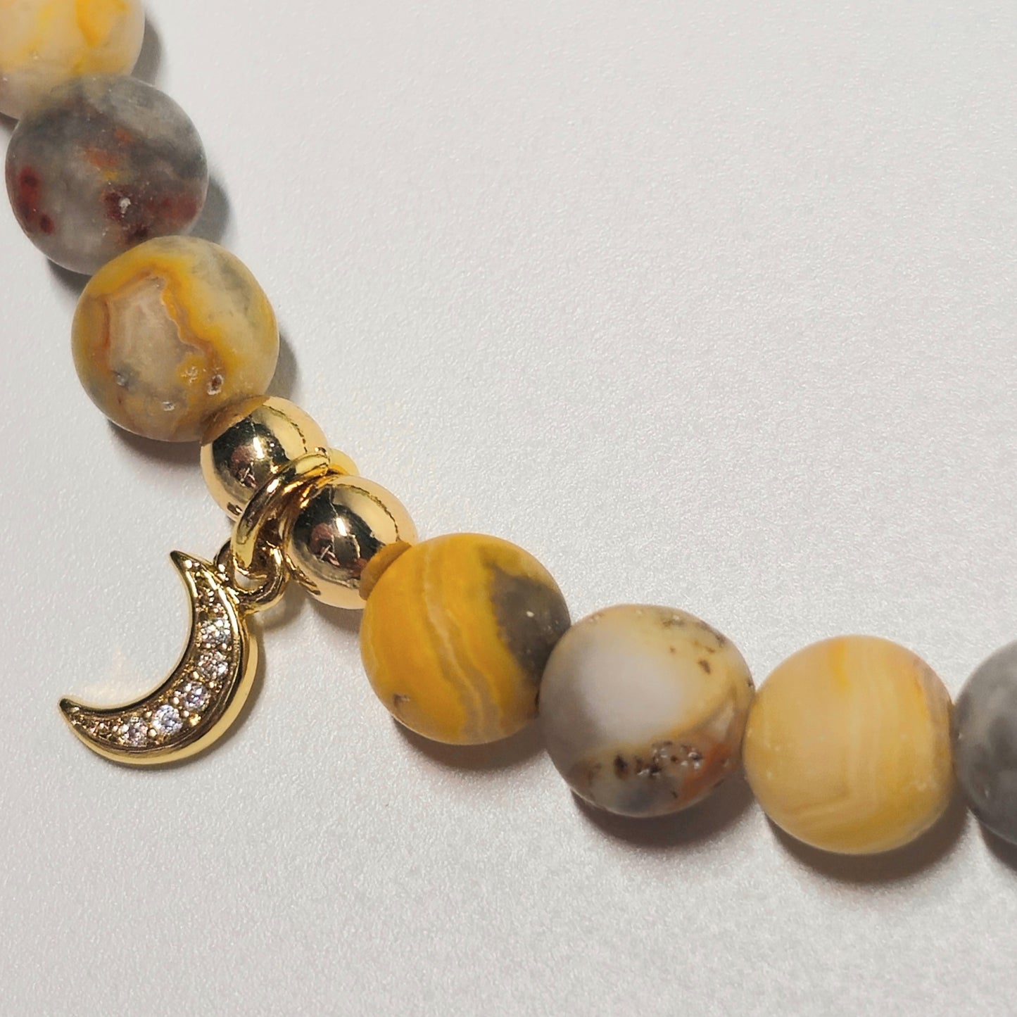 6mm Frost Crazy Lace Agate Bracelet | Gold or Silver