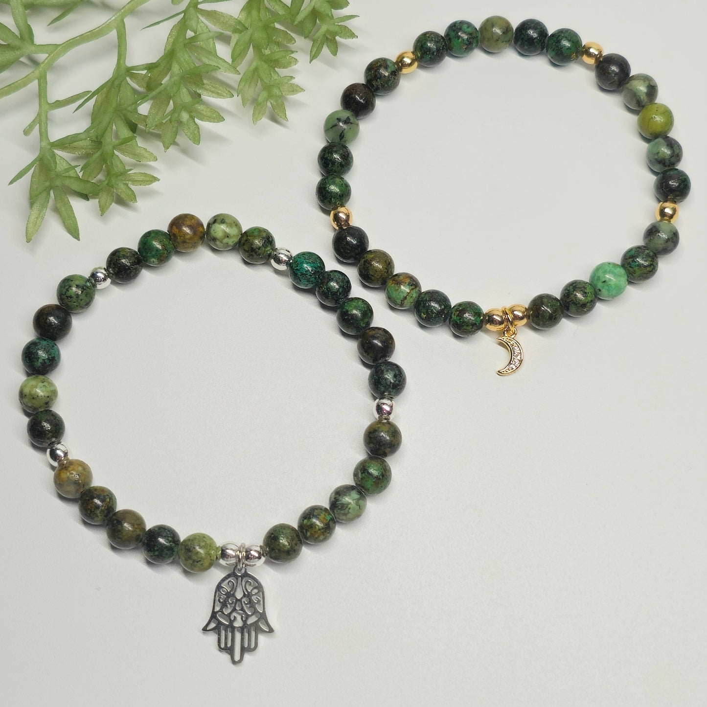 6mm African Turquoise Bracelet | Gold or Silver