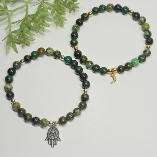 6mm African Turquoise Bracelet | Gold or Silver