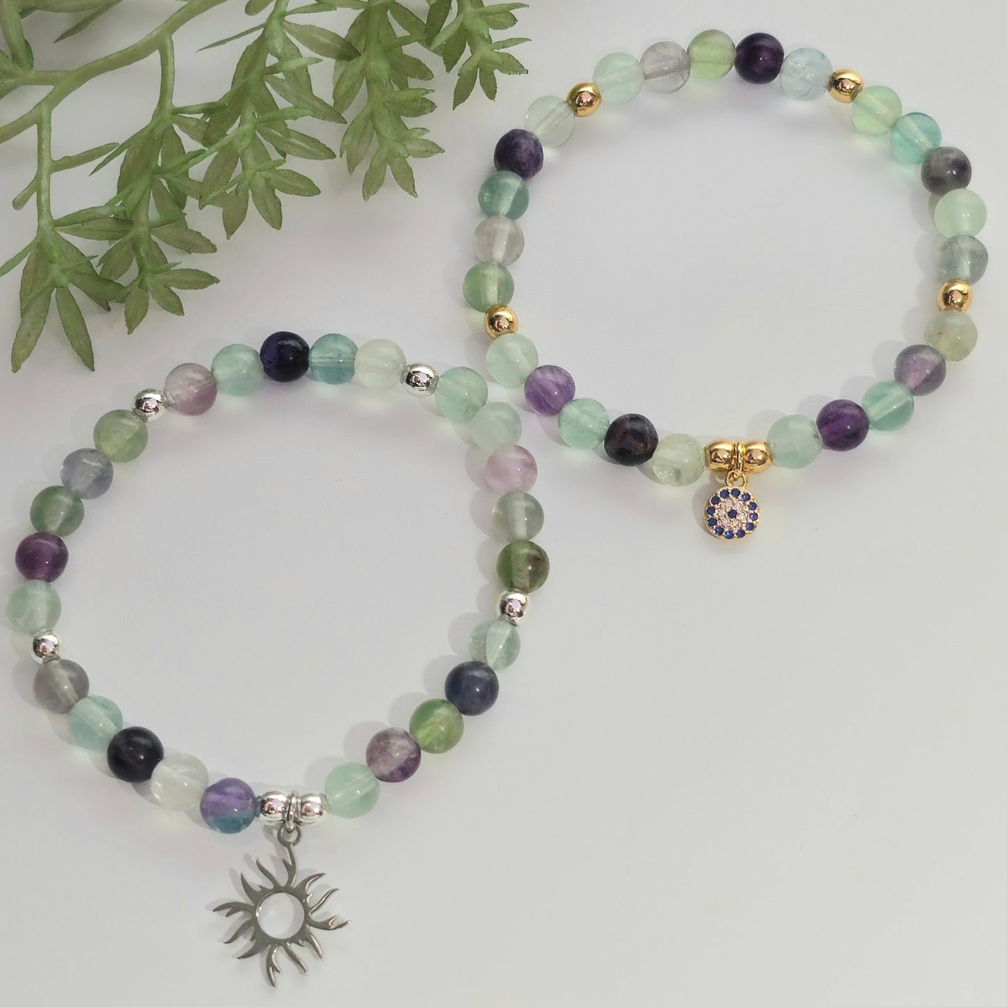 6mm A Grade Fluorite Bracelet | Gold or Silver
