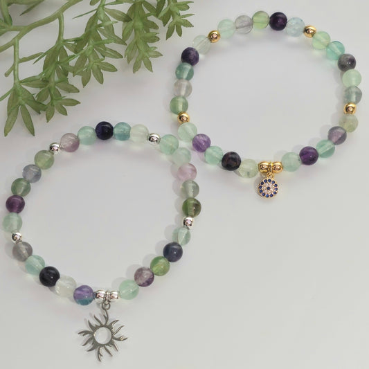 6mm A Grade Fluorite Bracelet | Gold or Silver