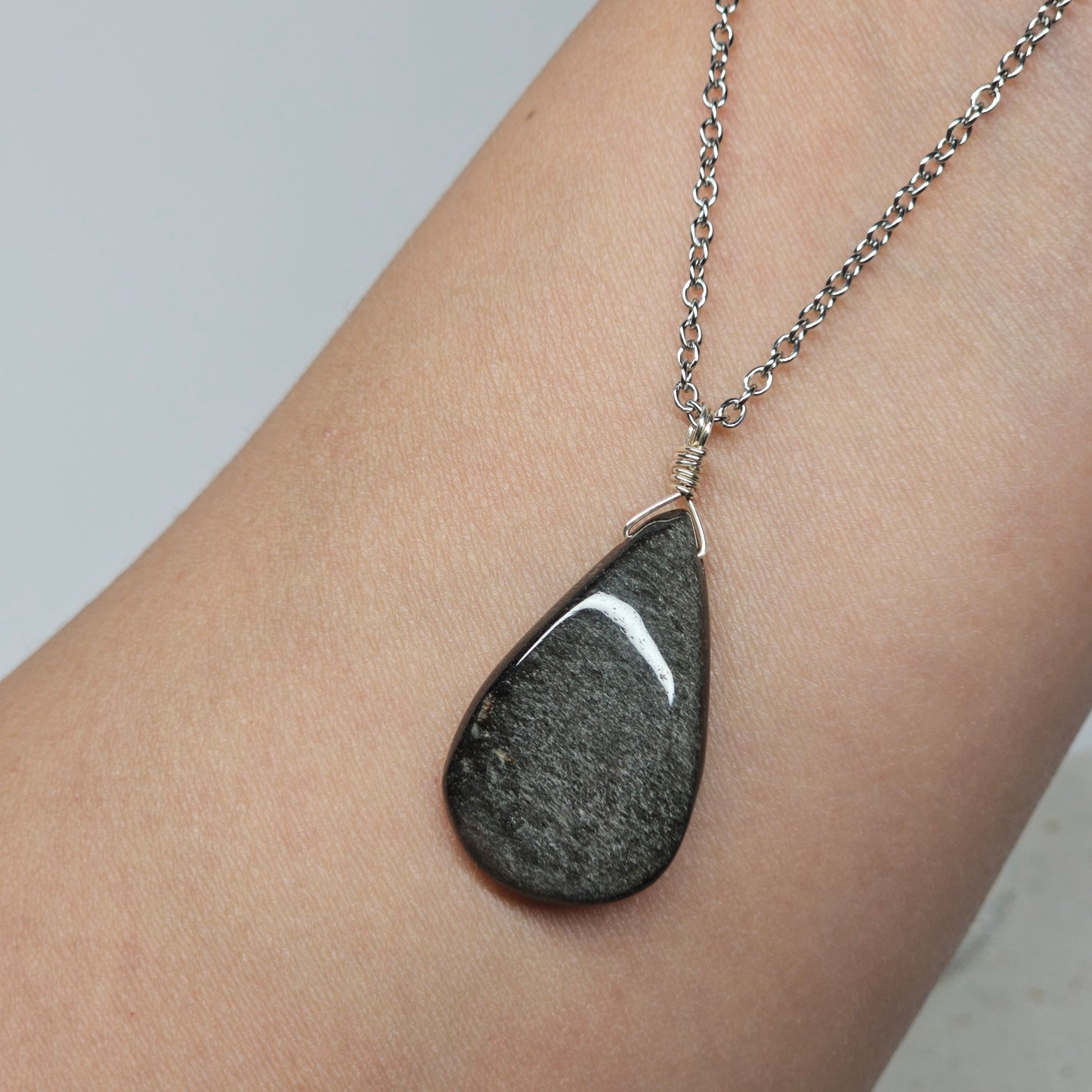 Silver Sheen Obsidian Necklace