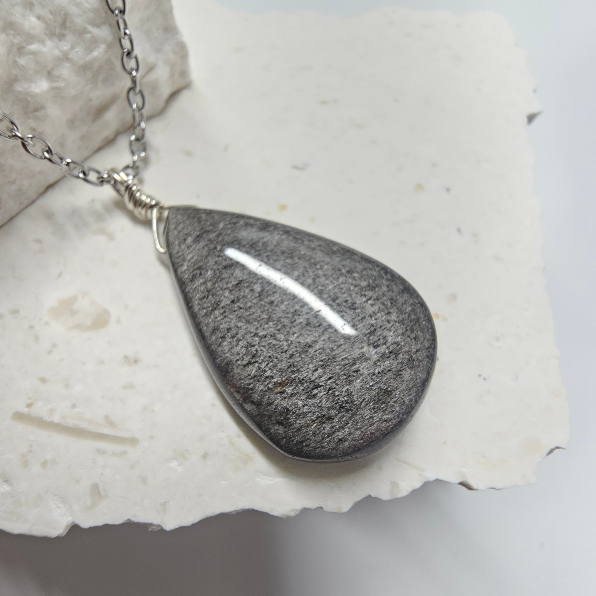 Silver Sheen Obsidian Necklace