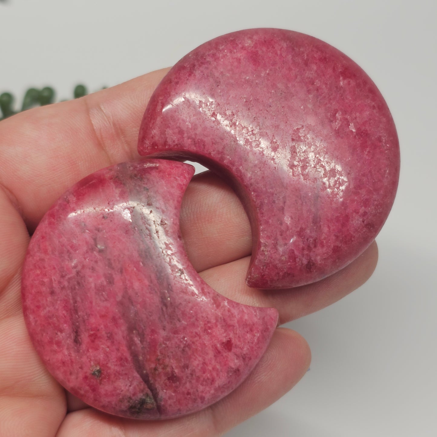 High Quality Rhodonite Crescent Moon Carvings