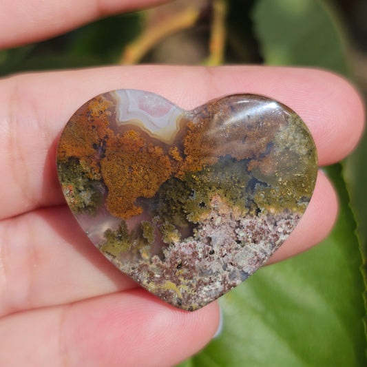 Scenic Moss Agate Heart (A)
