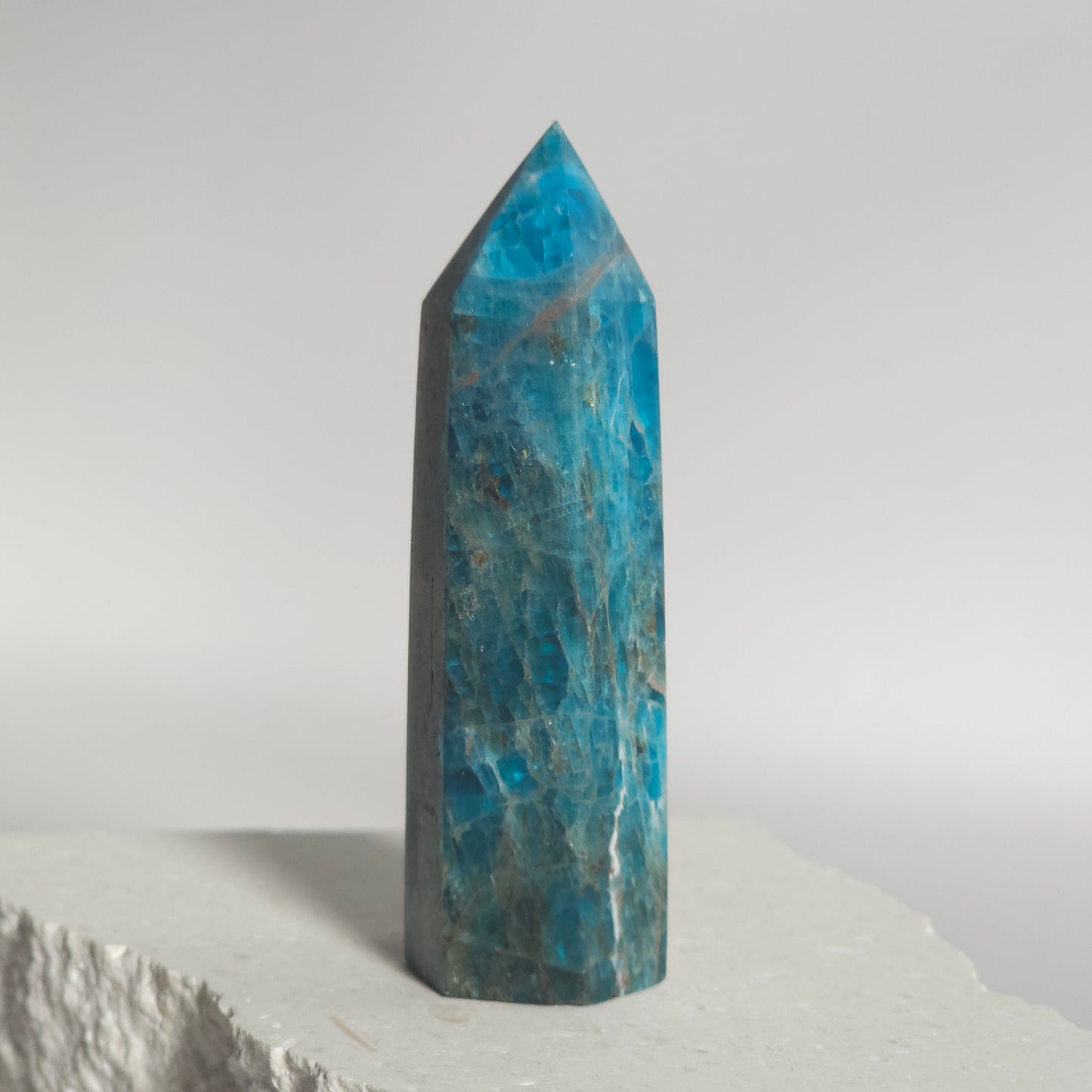 Blue Apatite Tower Crystal Point | Manifestation Inspiration & Clarity | B