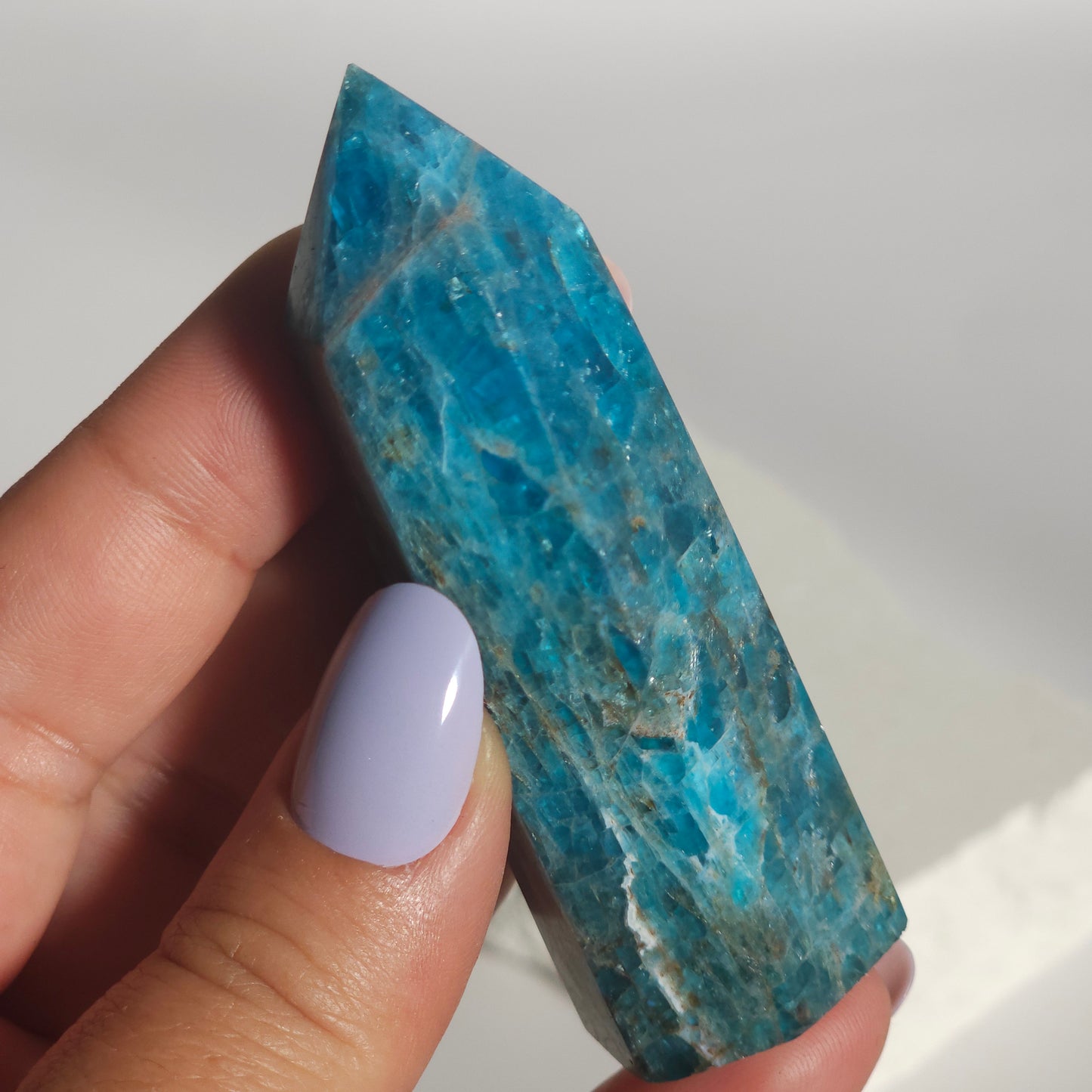Blue Apatite Tower Crystal Point | Manifestation Inspiration & Clarity | B