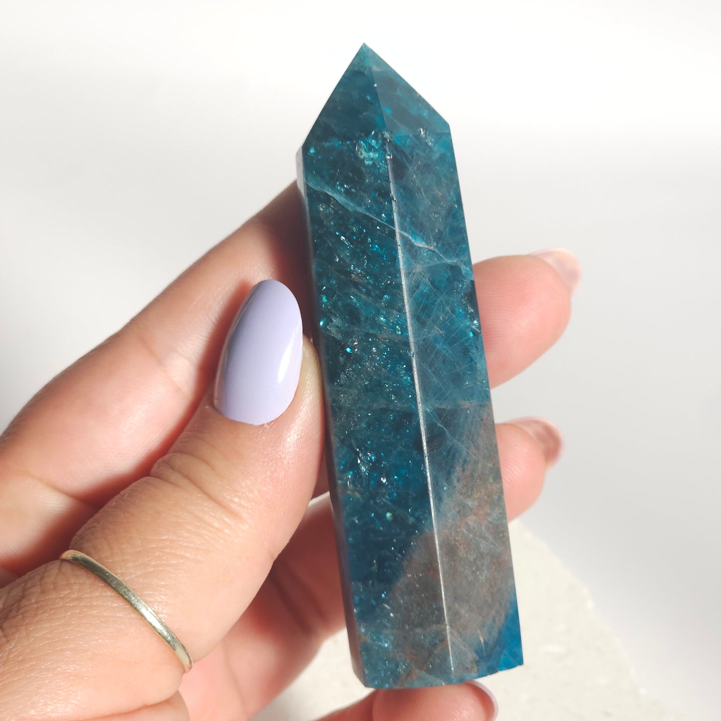 Blue Apatite Tower Crystal Point | Manifestation Inspiration & Clarity | C