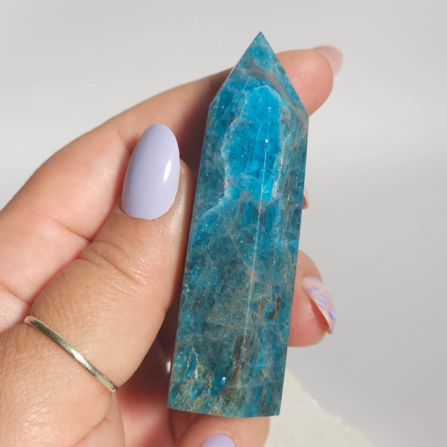 Blue Apatite Tower Crystal Point | Manifestation Inspiration & Clarity | B