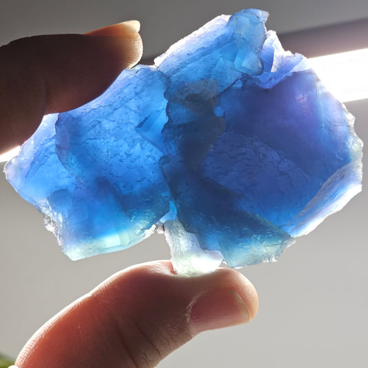 Raw Blue Fluorite Crystal Cluster from Zhejiang, China | Deep Blue Fluorite Specimen