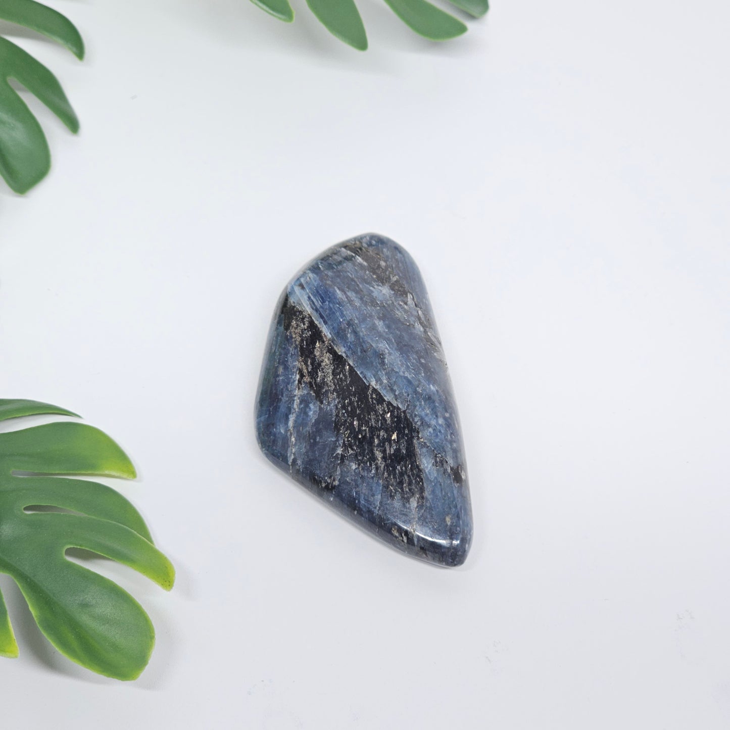 Blue Kyanite Polished Freeform with Silver Shimmer Veins | Option A | Natural Crystal for Clarity & Inner Alignment