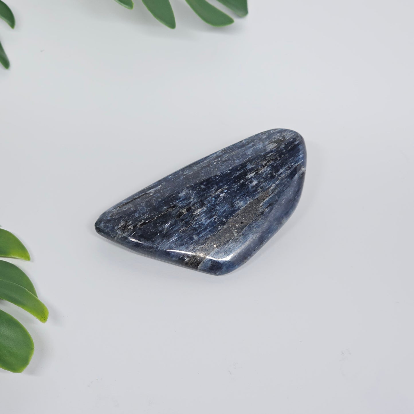 Blue Kyanite Polished Freeform with Silver Shimmer Veins | Option A | Natural Crystal for Clarity & Inner Alignment