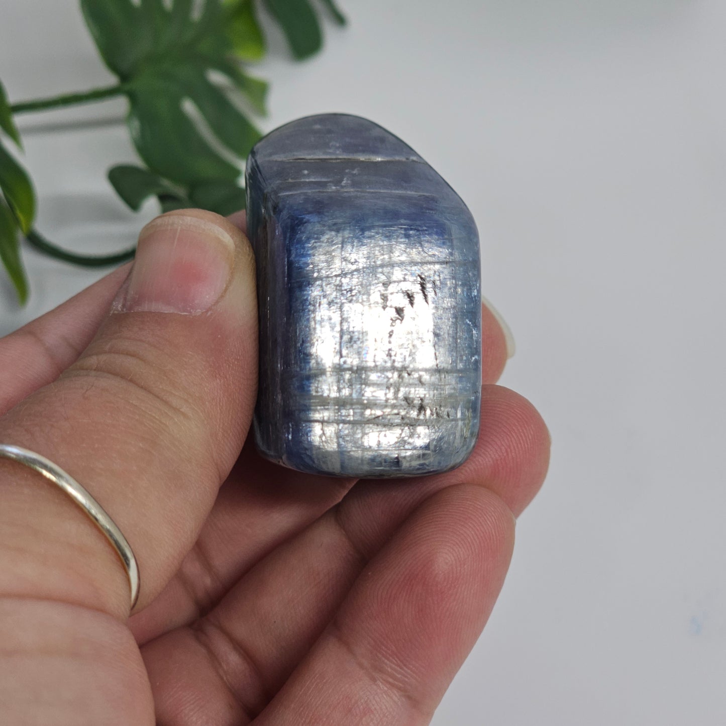 Blue Kyanite Polished Freeform with Strong Silver Flash | Option B | Natural Crystal for Clarity & Inner Alignment