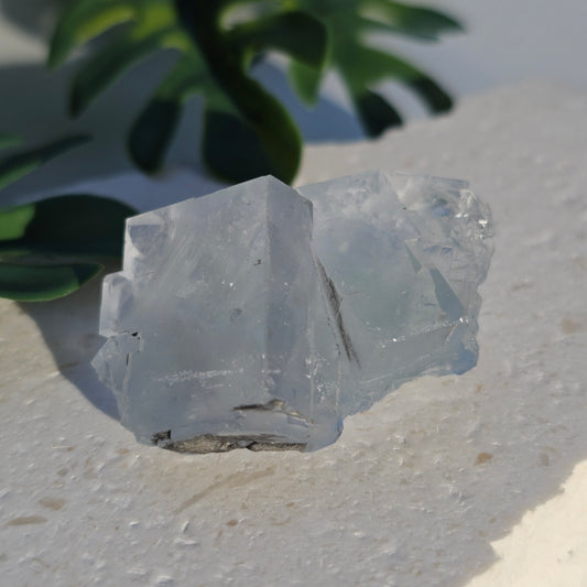 Seafoam Green Cubic Fluorite Cluster | Twin Large Cubes Specimen | Hunan, China