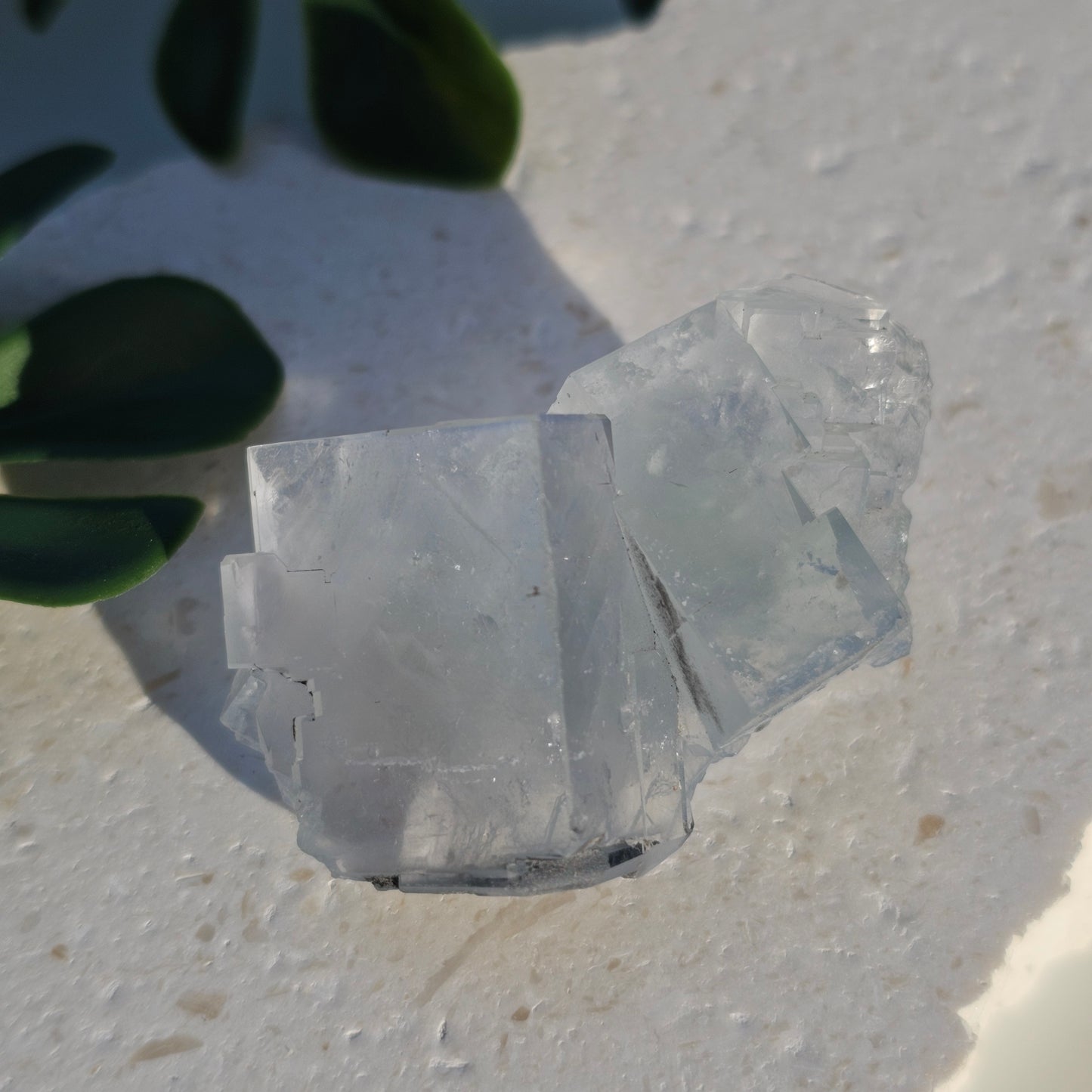 Seafoam Green Cubic Fluorite Cluster | Twin Large Cubes Specimen | Hunan, China