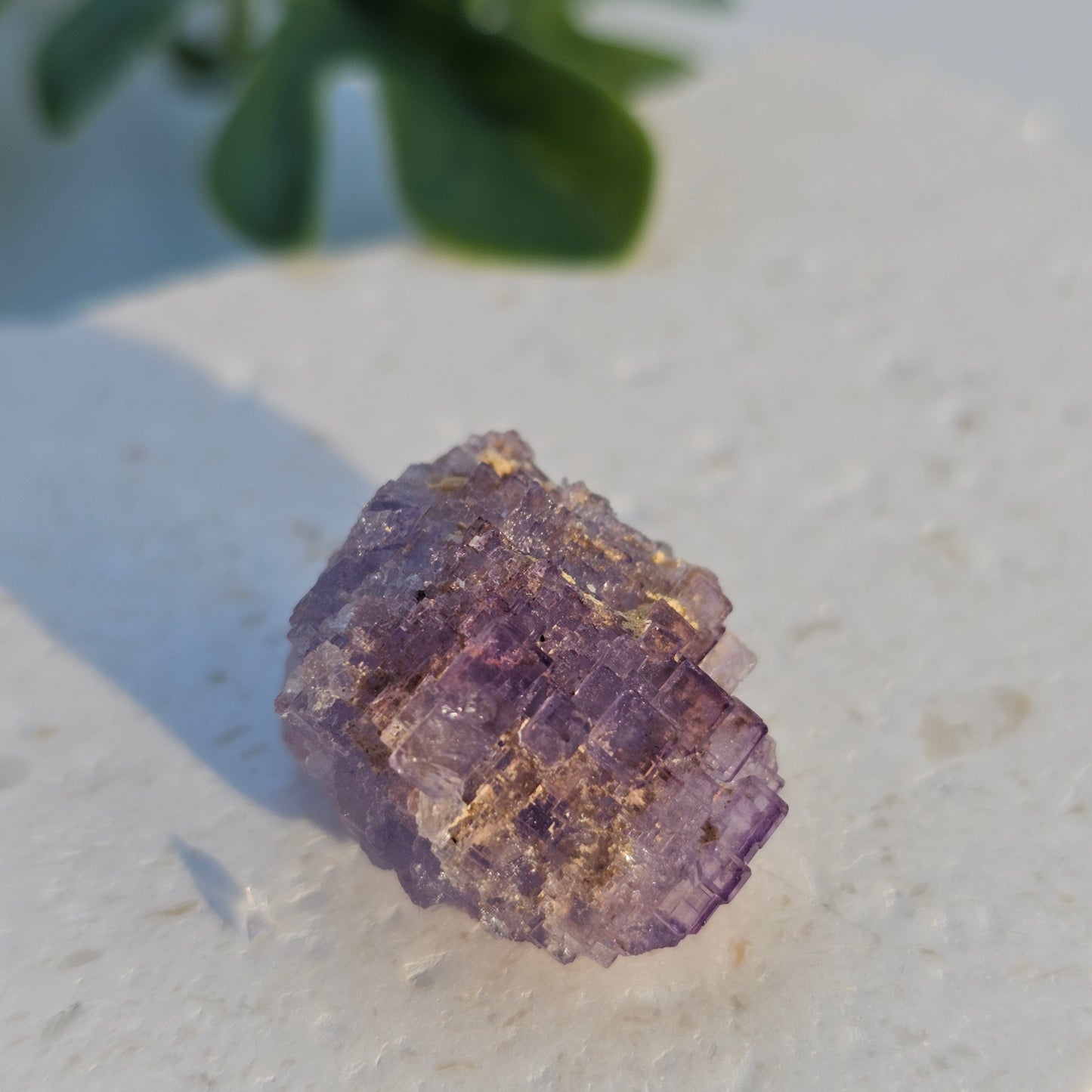 Stepped Cubic Fluorite Cluster | Specimen A | Raw Purple Fluorite from Xinjang, China