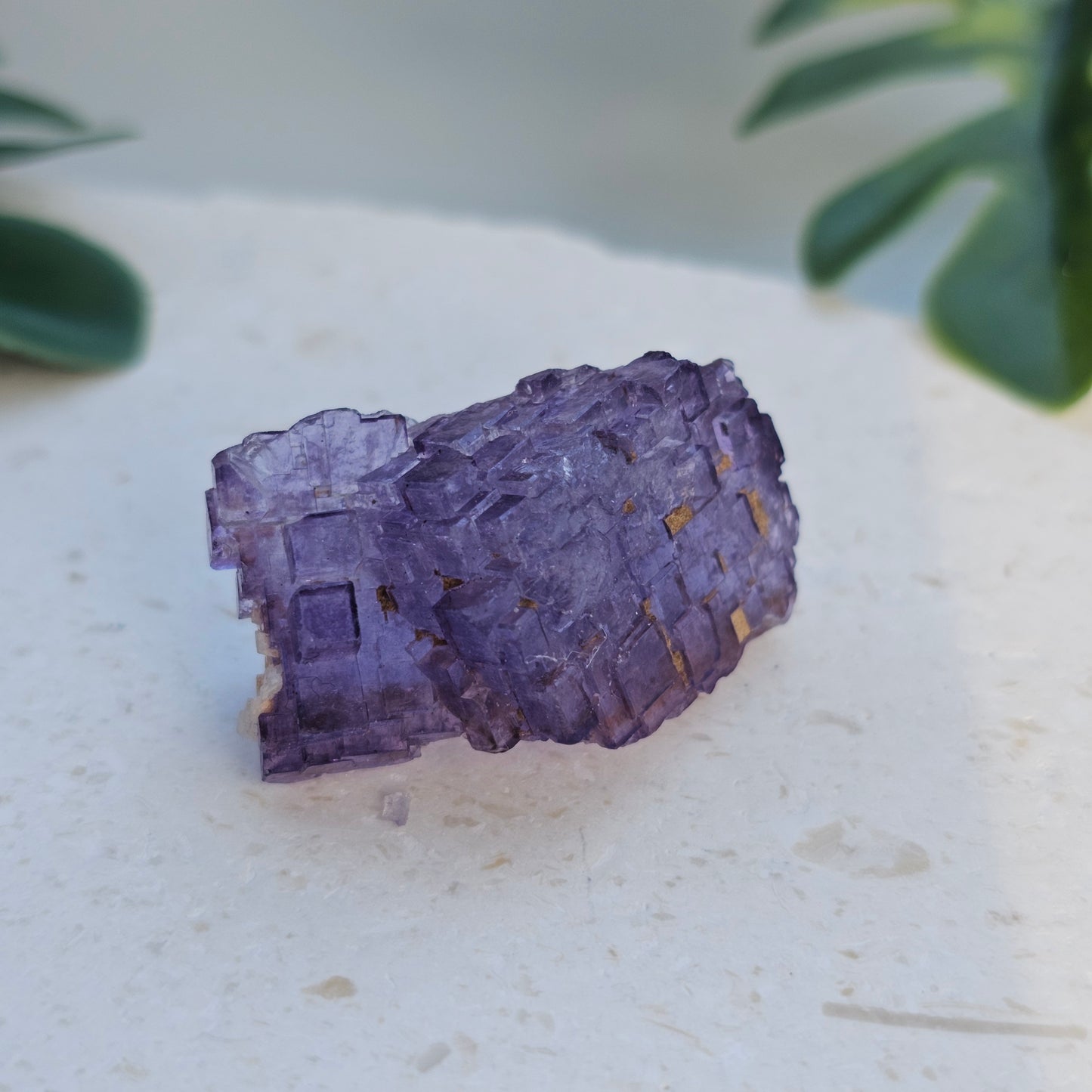 Stepped Cubic Fluorite Cluster | Specimen B | Raw Purple Fluorite from Xinjang, China