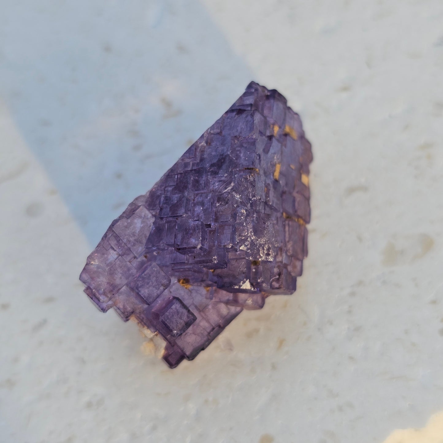 Stepped Cubic Fluorite Cluster | Specimen B | Raw Purple Fluorite from Xinjang, China