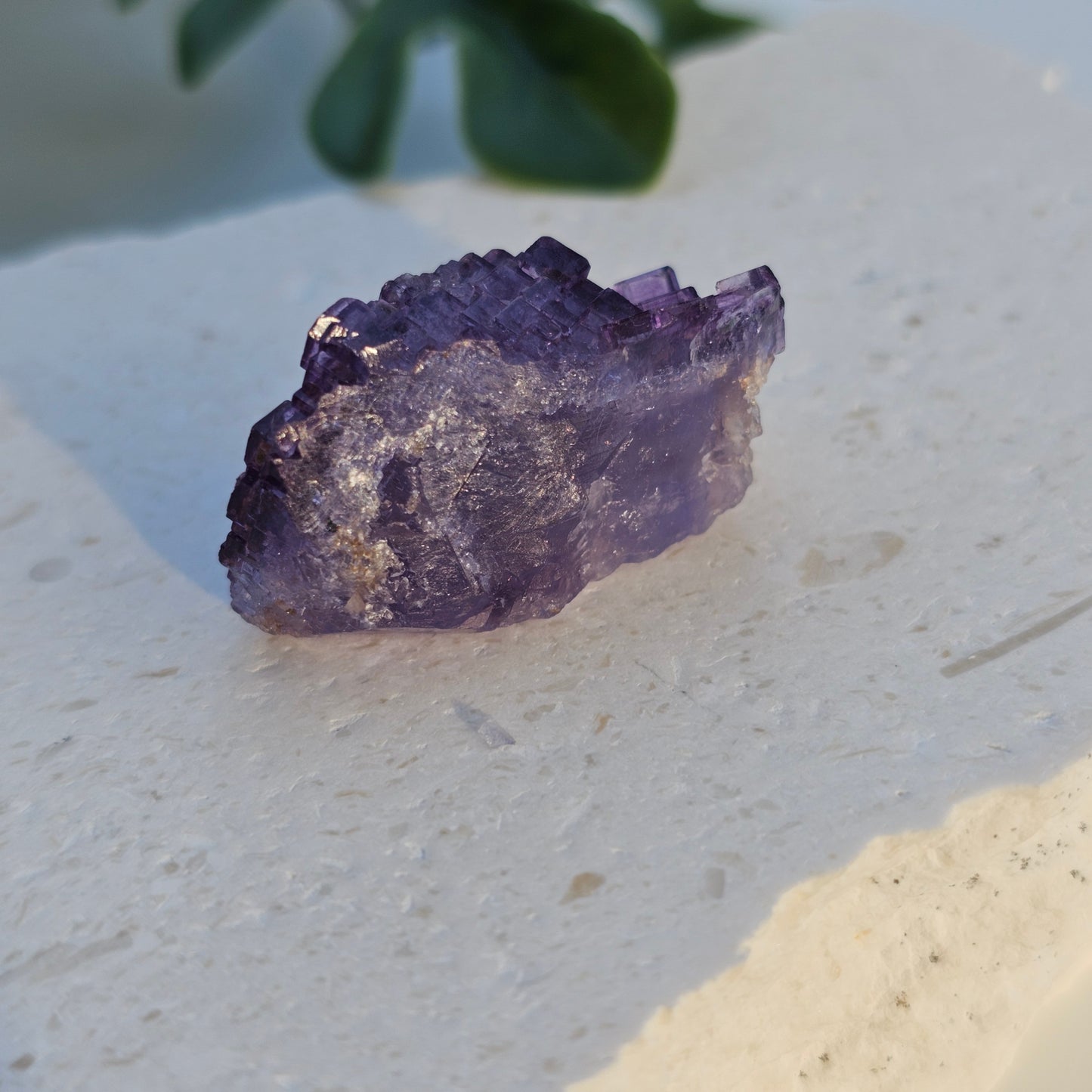 Stepped Cubic Fluorite Cluster | Specimen B | Raw Purple Fluorite from Xinjang, China