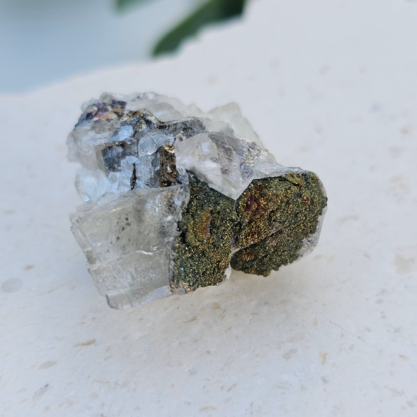 Calcite with Chalcopyrite & Pyrite Specimen | Option A | Translucent Rainbow Calcite | Hubei, China Crystal