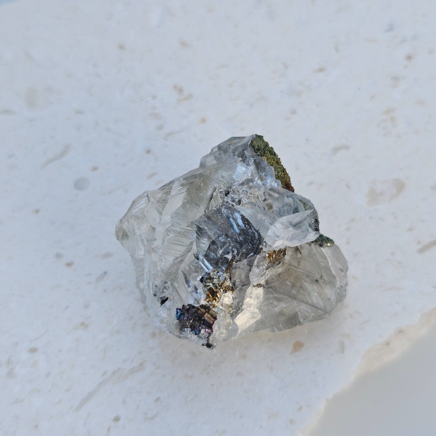 Calcite with Chalcopyrite & Pyrite Specimen | Option A | Translucent Rainbow Calcite | Hubei, China Crystal