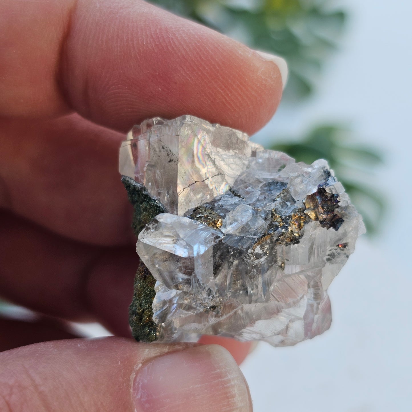 Calcite with Chalcopyrite & Pyrite Specimen | Option A | Translucent Rainbow Calcite | Hubei, China Crystal