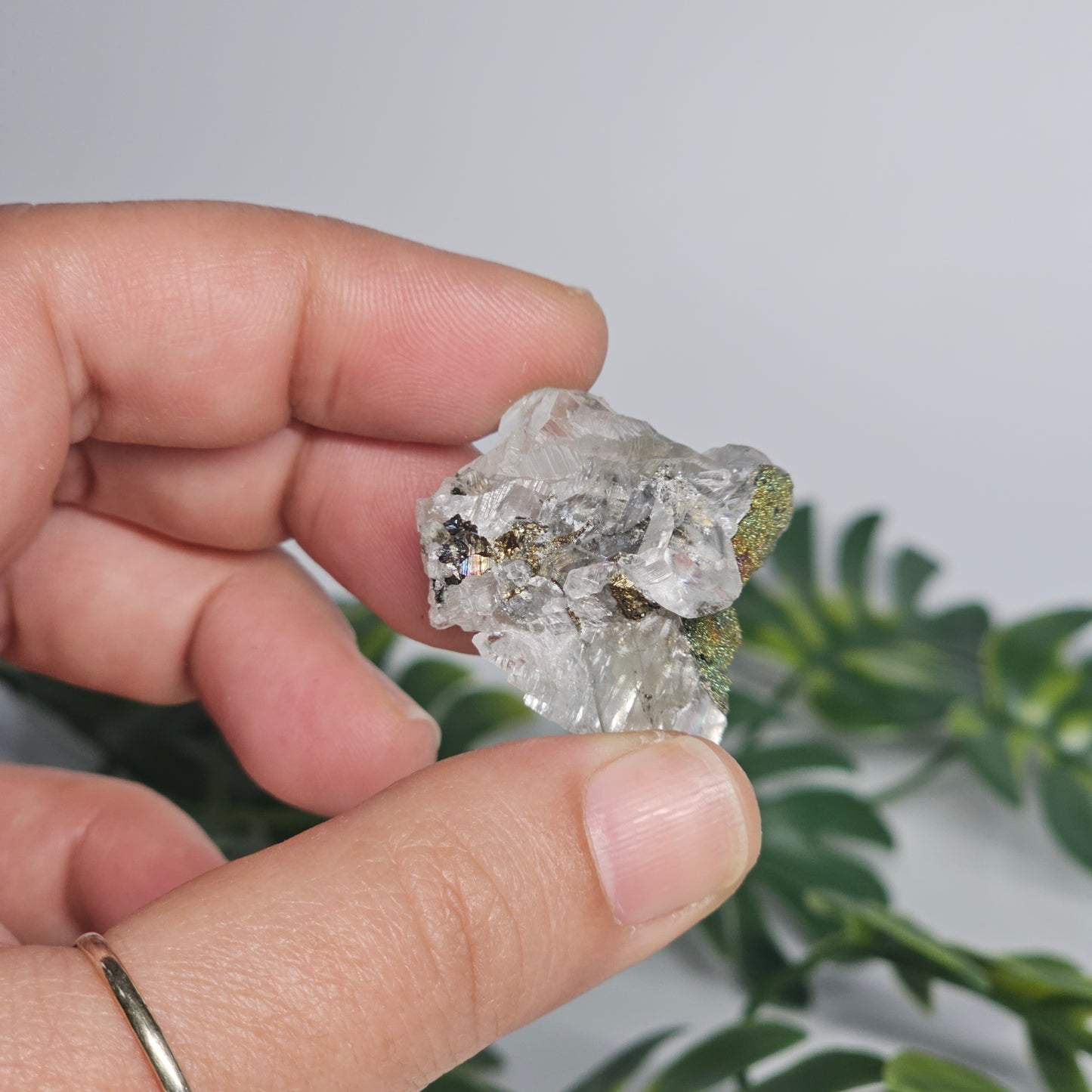 Calcite with Chalcopyrite & Pyrite Specimen | Option A | Translucent Rainbow Calcite | Hubei, China Crystal