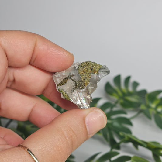 Calcite with Chalcopyrite & Pyrite Specimen | Option B | Translucent Rainbow Calcite | Hubei, China Crystal