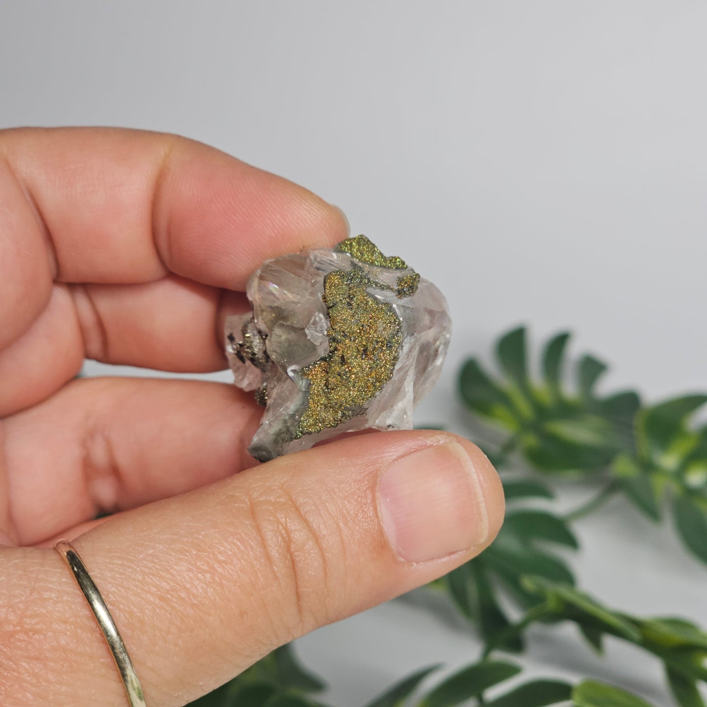 Calcite with Chalcopyrite & Pyrite Specimen | Option B | Translucent Rainbow Calcite | Hubei, China Crystal