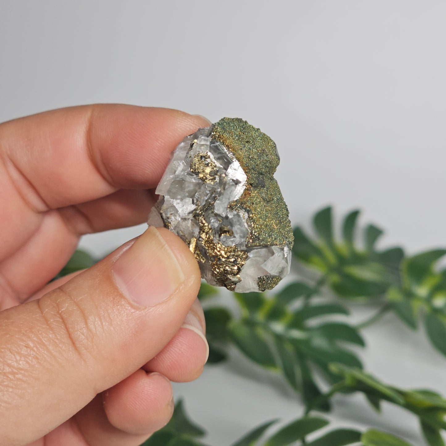 Calcite with Chalcopyrite & Pyrite Specimen | Option C | Translucent Rainbow Calcite | Hubei, China Crystal