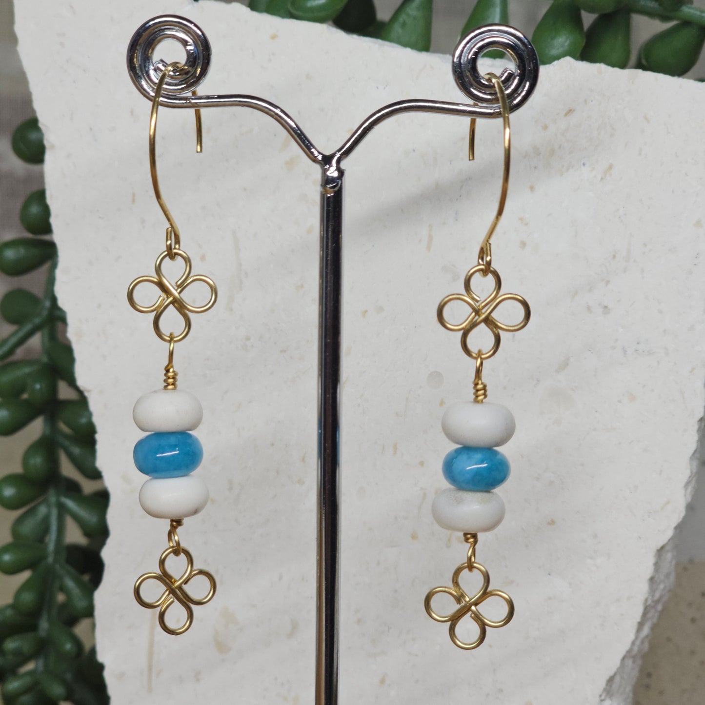 Aquamarine Earrings | Wire Petal Drops