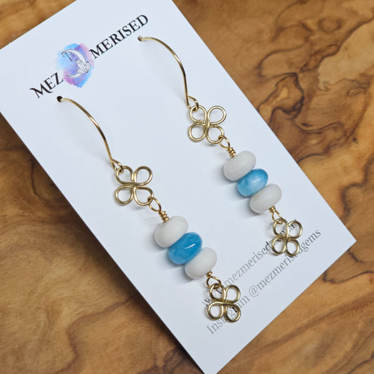 Aquamarine Earrings | Wire Petal Drops
