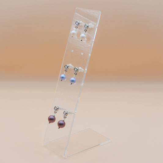 Acrylic 7 Stud Earring Display Stand Pack of 2 Clear Jewellery Holders for Retail Display and Product Photography