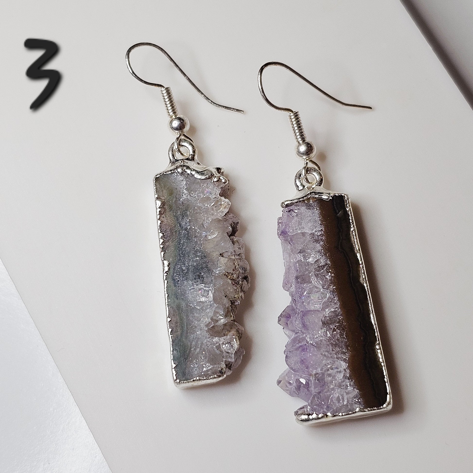Amethyst Stalactite slice earrings pair 3.