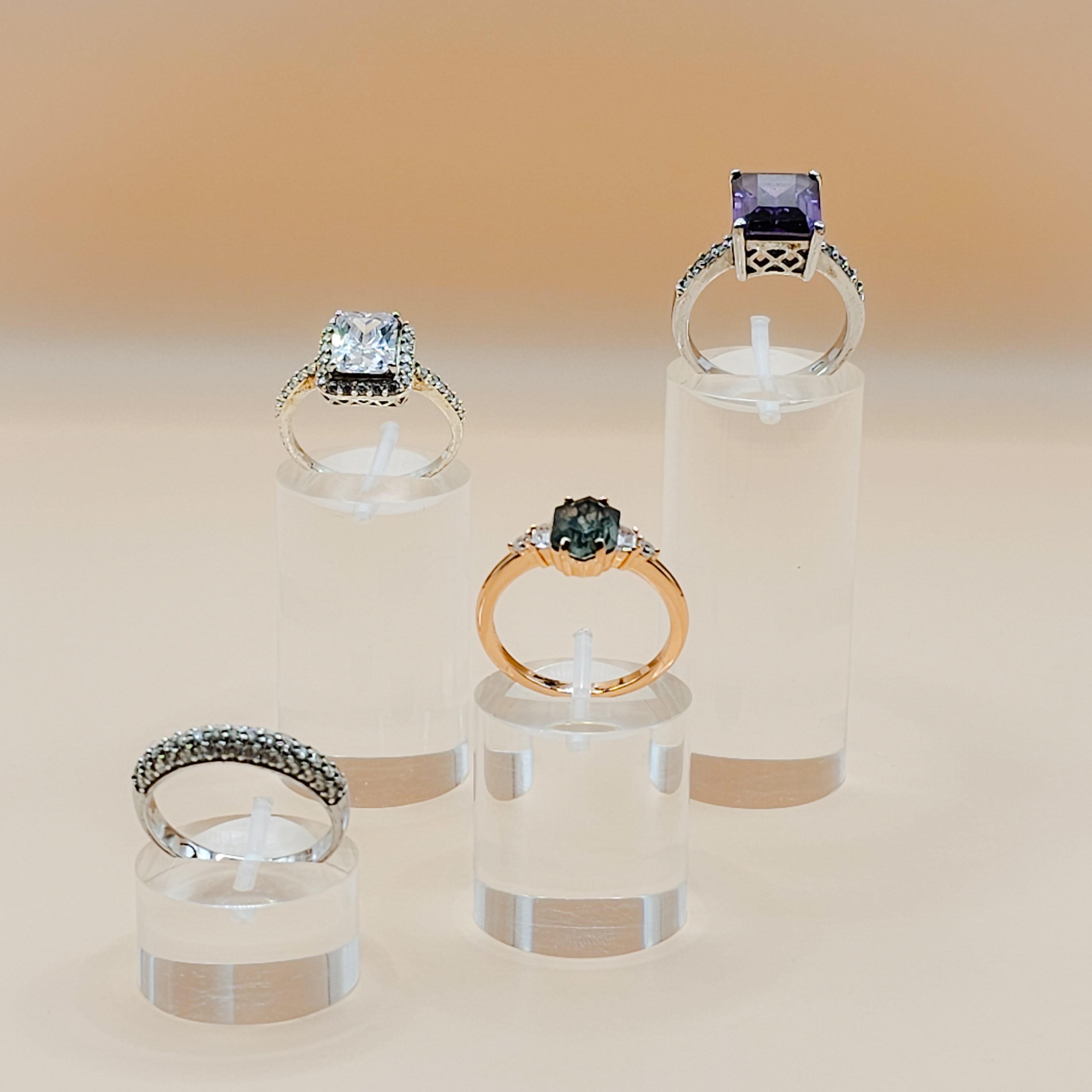 Perspex Acrylic Transparent Solid Round Ring Display Stand | ring display set | shop displays, craft market stall  jewellery display stands