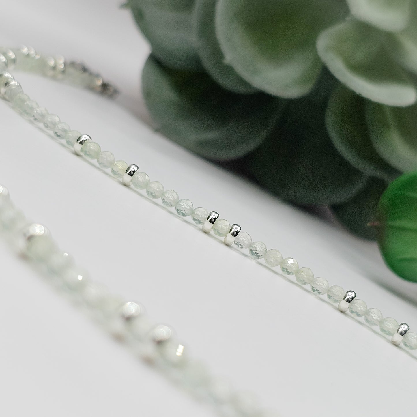 Prehnite Silver Textured Bar Necklace | natural handmade prehnite beaded necklace, gift for women, gift for friend, gift for mum, gift for mom, handmade gemstone jewellery, handmade crystal jewelry, anniversary gift, dainty gemstone jewellery, petite jewellery, ooak necklace, australia, melbourne