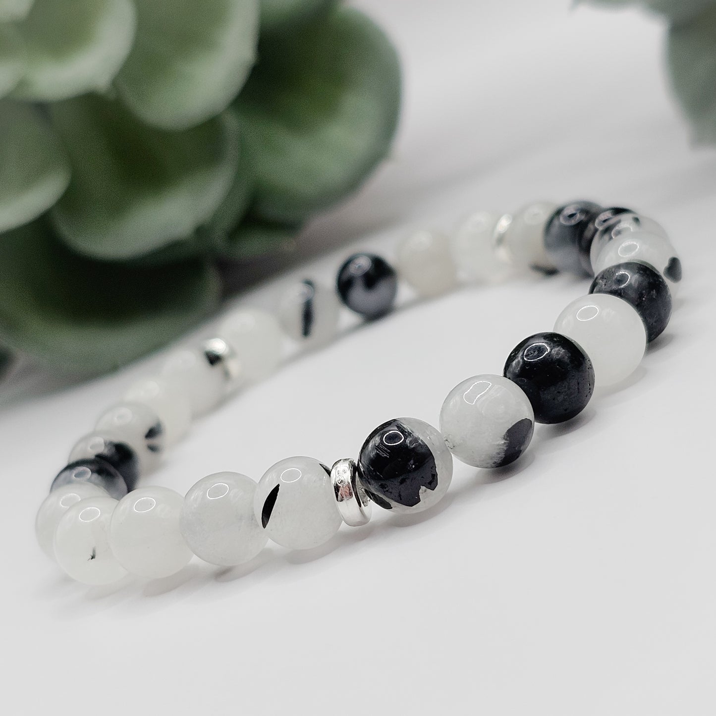 Tourmalinated Quartz bead handmade bracelet | gemstone jewellery, crystal jewellery, mens bracelet, gift for men, bracelet gift australia melbourne