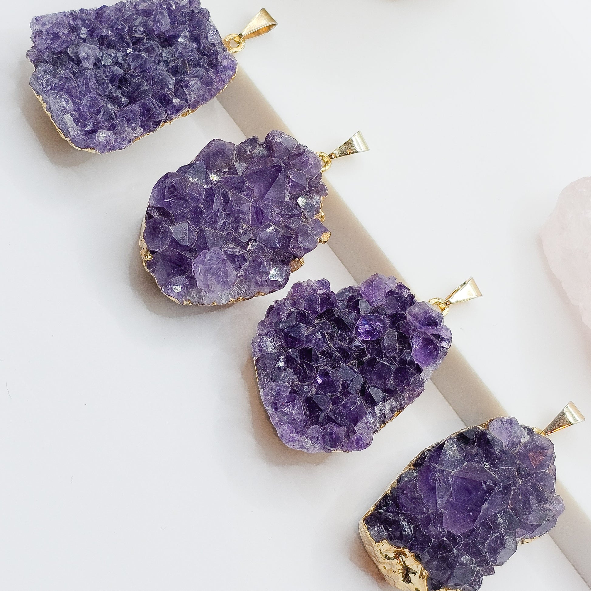 18k gold plated Uruguay Amethyst cluster pendant | gemstone jewellery, xmas gift, christmas gift, gift for women, crystal gift, birthday gift, gemstone jewellery Australia, crystals Australia