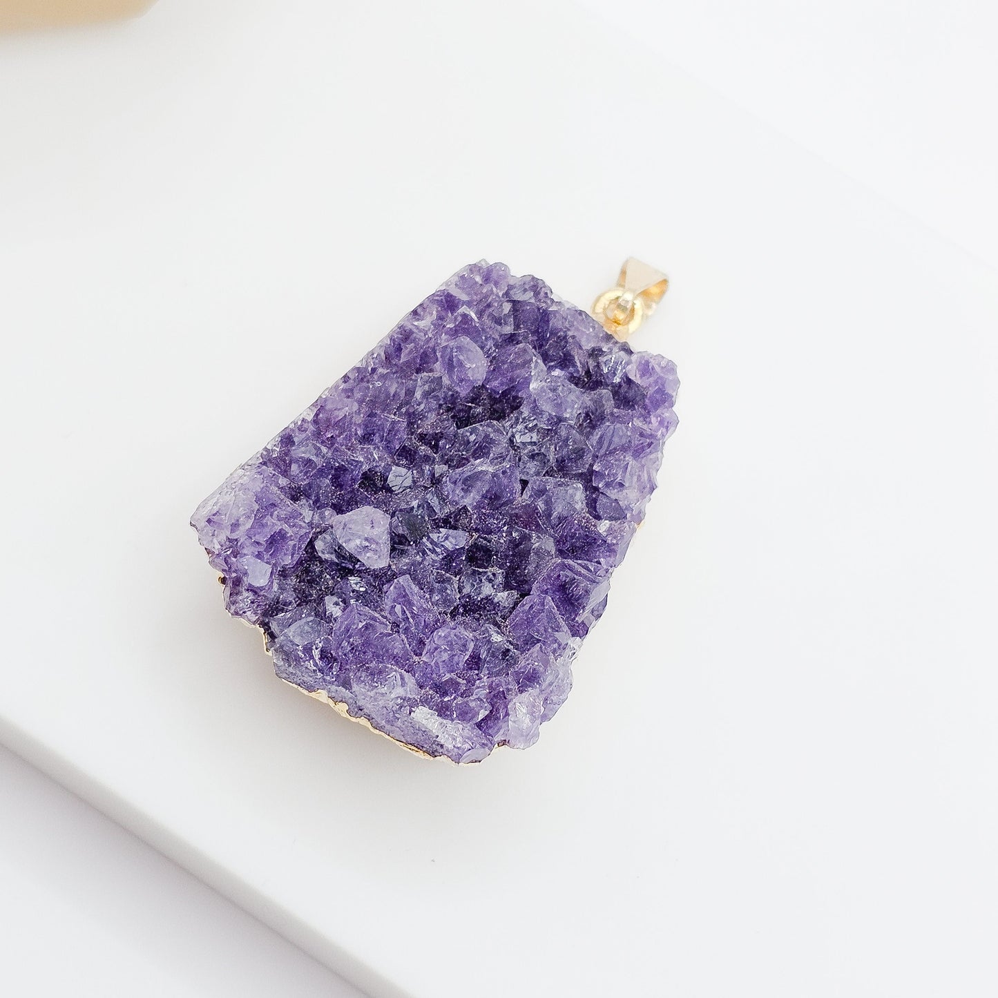 18k gold plated Uruguay Amethyst cluster pendant | gemstone jewellery, xmas gift, christmas gift, gift for women, crystal gift, birthday gift, gemstone jewellery Australia, crystals Australia