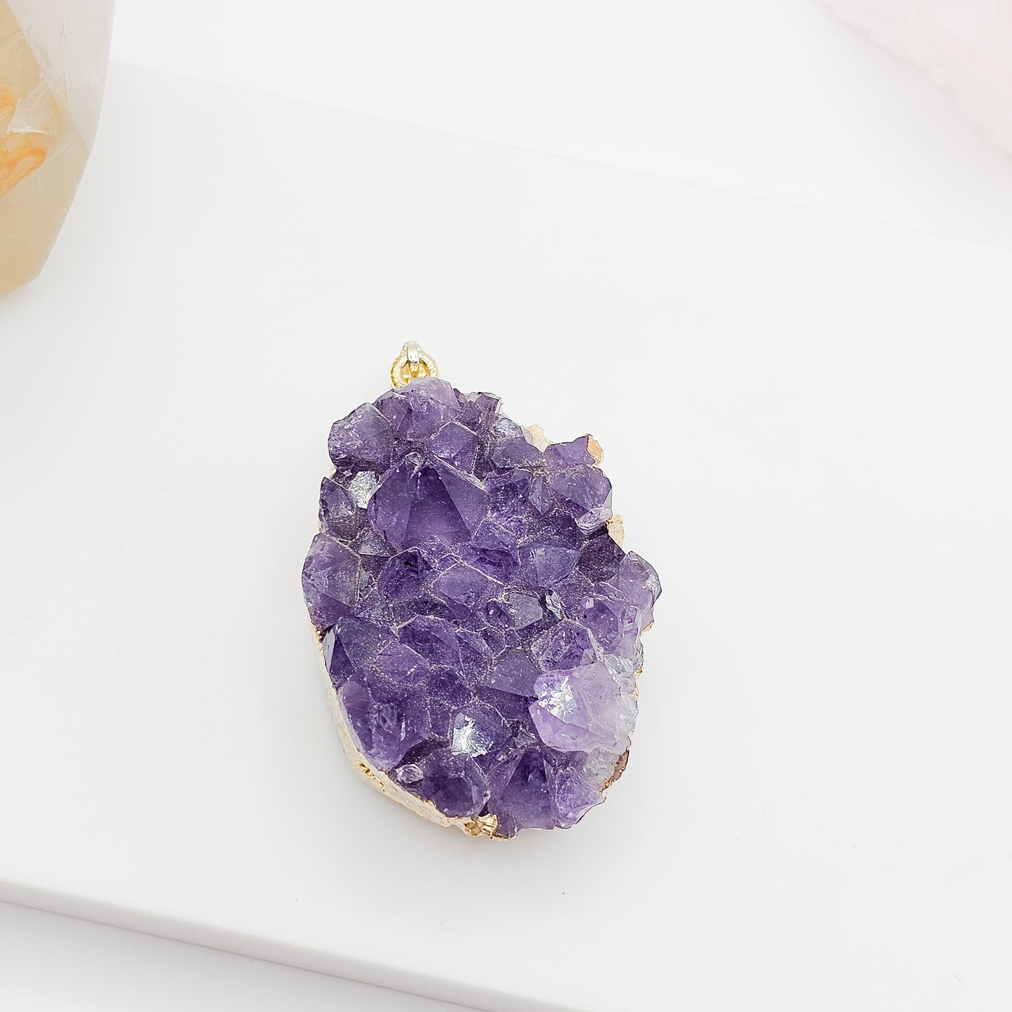 18k gold plated Uruguay Amethyst cluster pendant | gemstone jewellery, xmas gift, christmas gift, gift for women, crystal gift, birthday gift, gemstone jewellery Australia, crystals Australia