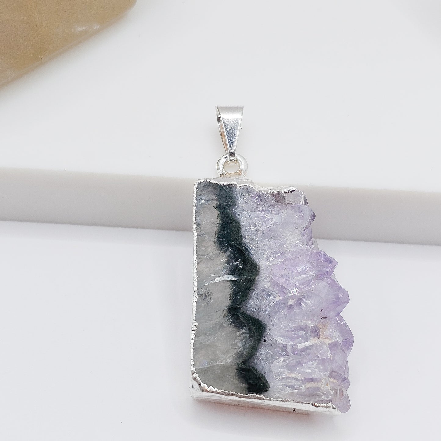 Silver plated Amethyst Stalactite Slice pendant | gemstone jewellery, xmas gift, christmas gift, gift for women, crystal gift, birthday gift, gemstone jewellery Australia, crystals Australia