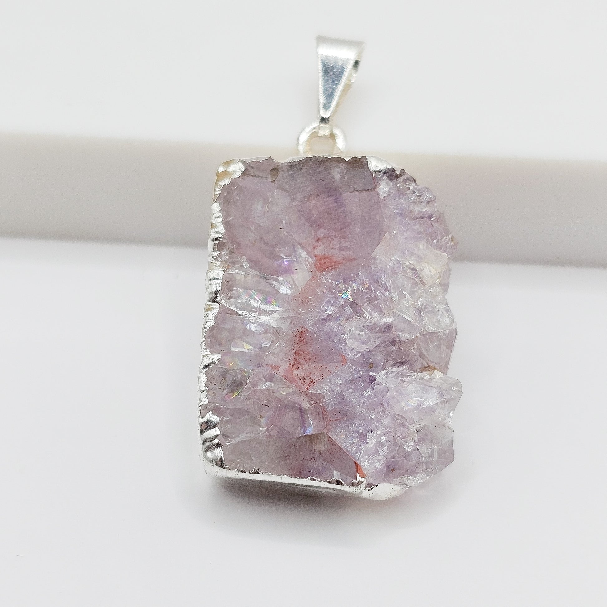 Silver plated Amethyst Stalactite Slice pendant | gemstone jewellery, xmas gift, christmas gift, gift for women, crystal gift, birthday gift, gemstone jewellery Australia, crystals Australia