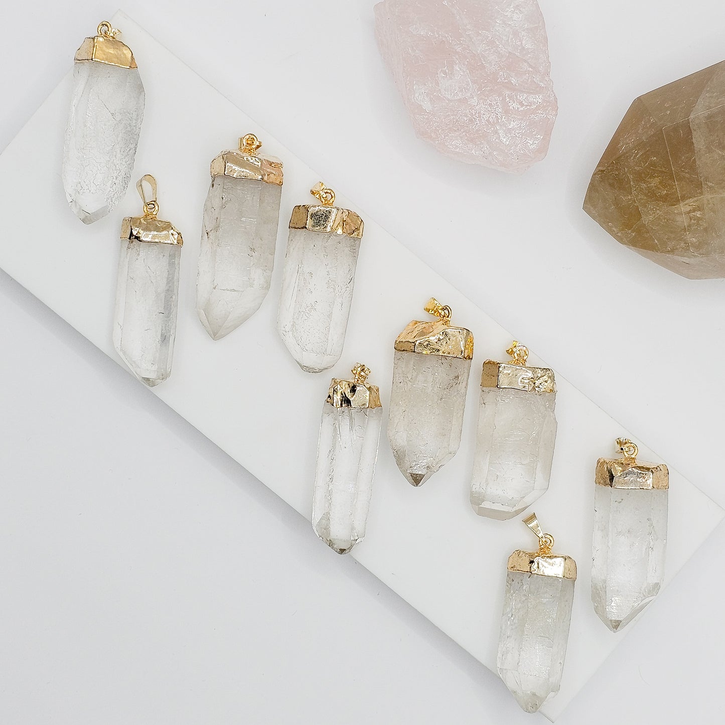 18k gold plated high quality Clear Quartz Point pendant | gemstone jewellery, xmas gift, christmas gift, gift for women, crystal gift, birthday gift, gemstone jewellery Australia, crystals Australia