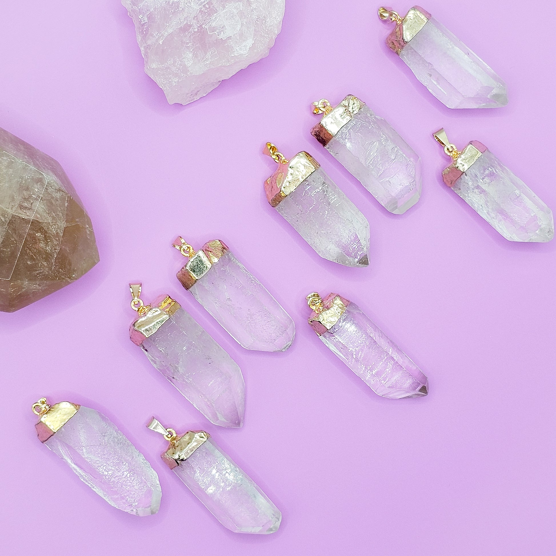 18k gold plated high quality Clear Quartz Point pendant | gemstone jewellery, xmas gift, christmas gift, gift for women, crystal gift, birthday gift, gemstone jewellery Australia, crystals Australia