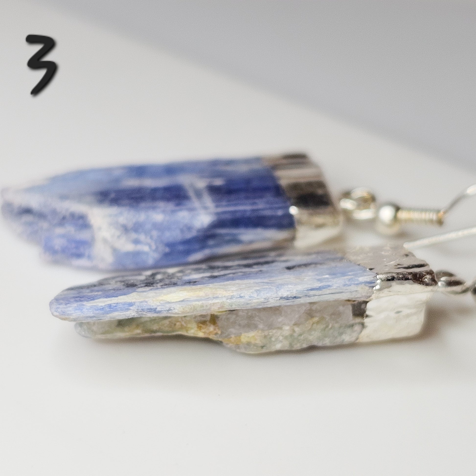 Kyanite silver plated earrings with hypo-allergenic ear wires.